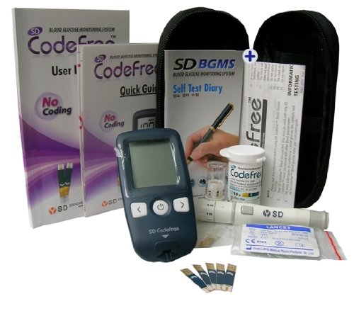 Codefree Kit SD – Medidor de glucosa en sangre, incluye tiras, lancetas y estuche