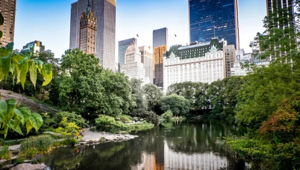 El Central Park: un oasis verde en el corazón de la ciudad, demostrando cómo la naturaleza y lo qué es arquitectura sostenible pueden coexistir armoniosamente.
