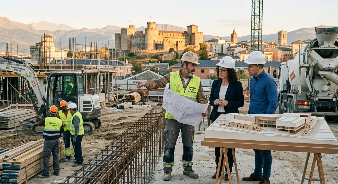 Arquitecto conversando con el capataz de obra sobre el terreno